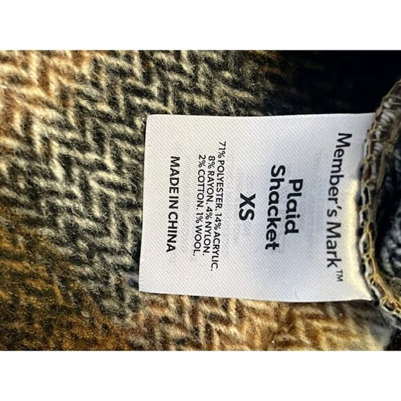 Members Mark Womens XS Relaxed Fit Button Brown Plaid Shacket NWOT Oversized - Picture 7 of 10